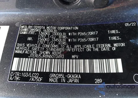 2022 Toyota 4Runner Trd Off Road Premium из США, поврежденный, VIN JTERU5JR8N6073493